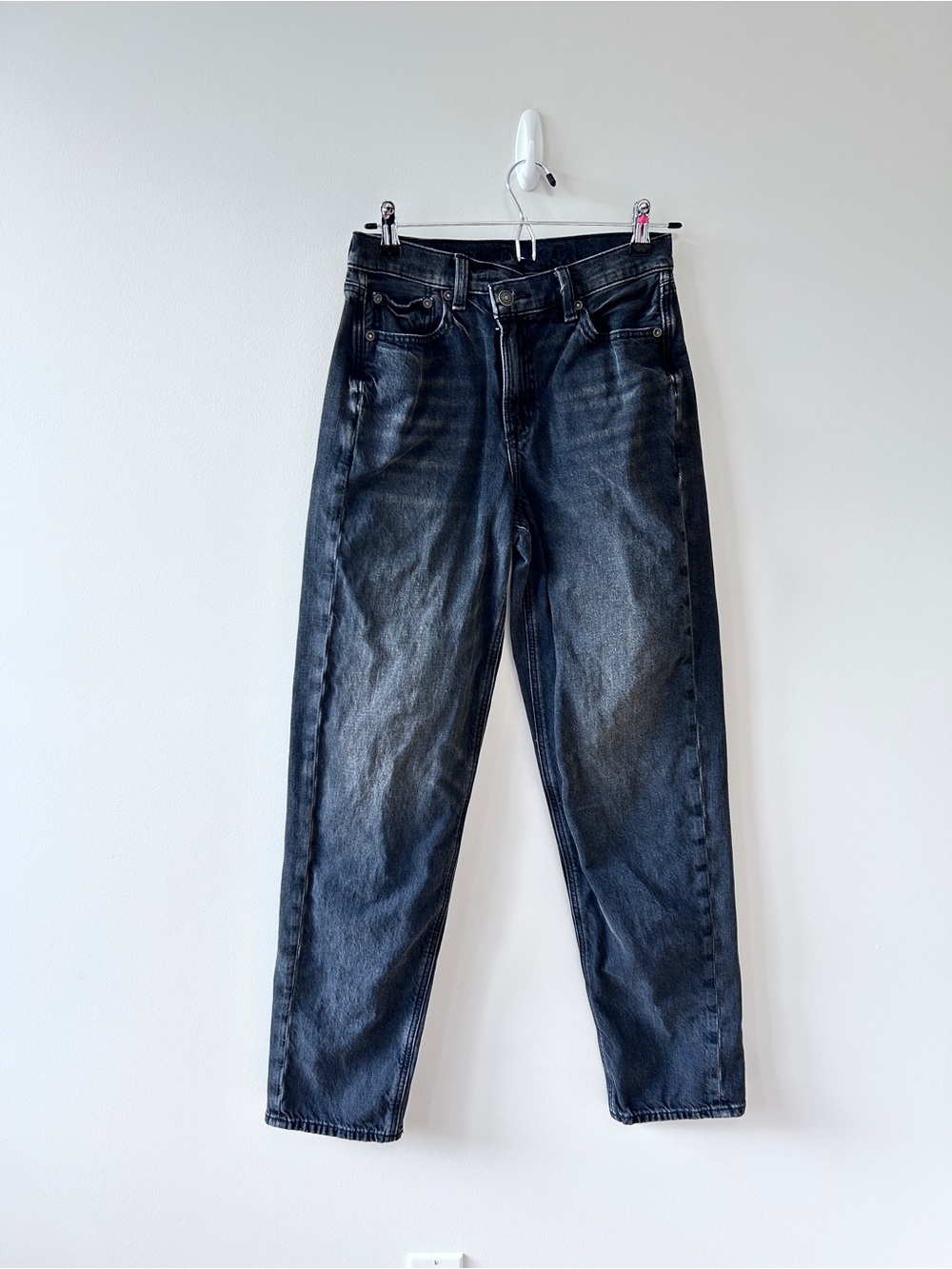 American Eagle Women’s 0 Strigid Black Super High Rise Baggy Straight Leg Jeans